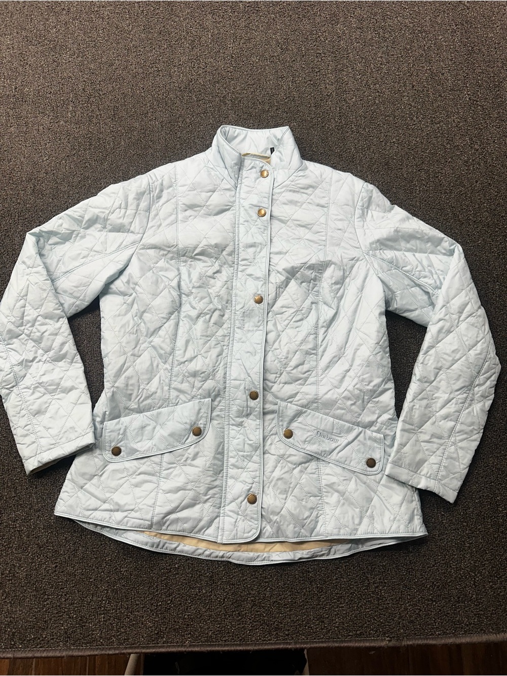 Barbour Flyweight Cavalry Womens Quilted Jacket Blue Size 12 M Lightweight Coat